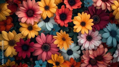 A close-up view of a vibrant bunch of colorful flowers. Perfect for adding a pop of color to any project or design