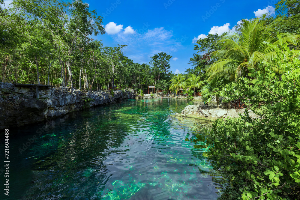 Mexico tourism destination, caves and pools of Cenote Casa Tortuga near Tulum and Playa Del Carmen.