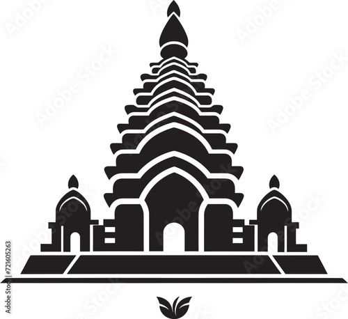 Black and White Ornate Temple DesignIndian Temple Structure Vector Sketch © The biseeise