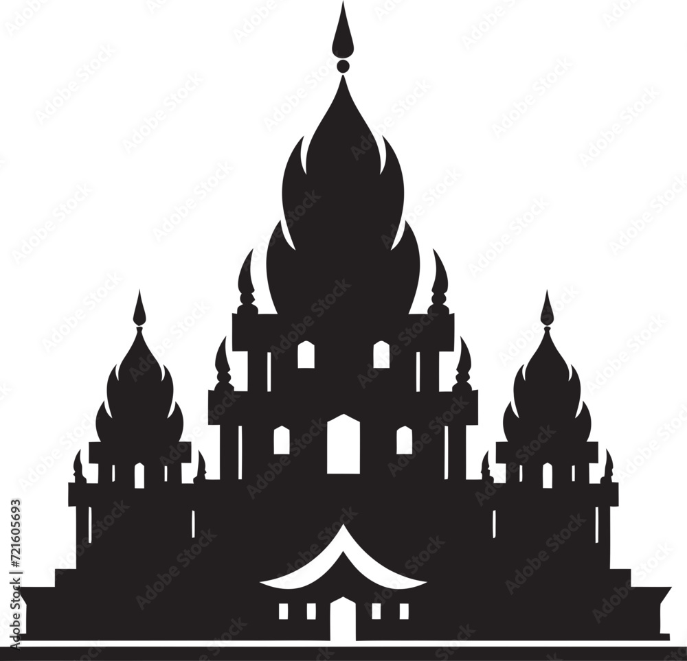 Timeless Heritage Indian Temple VectorMystical Silhouette Temple Vector Art