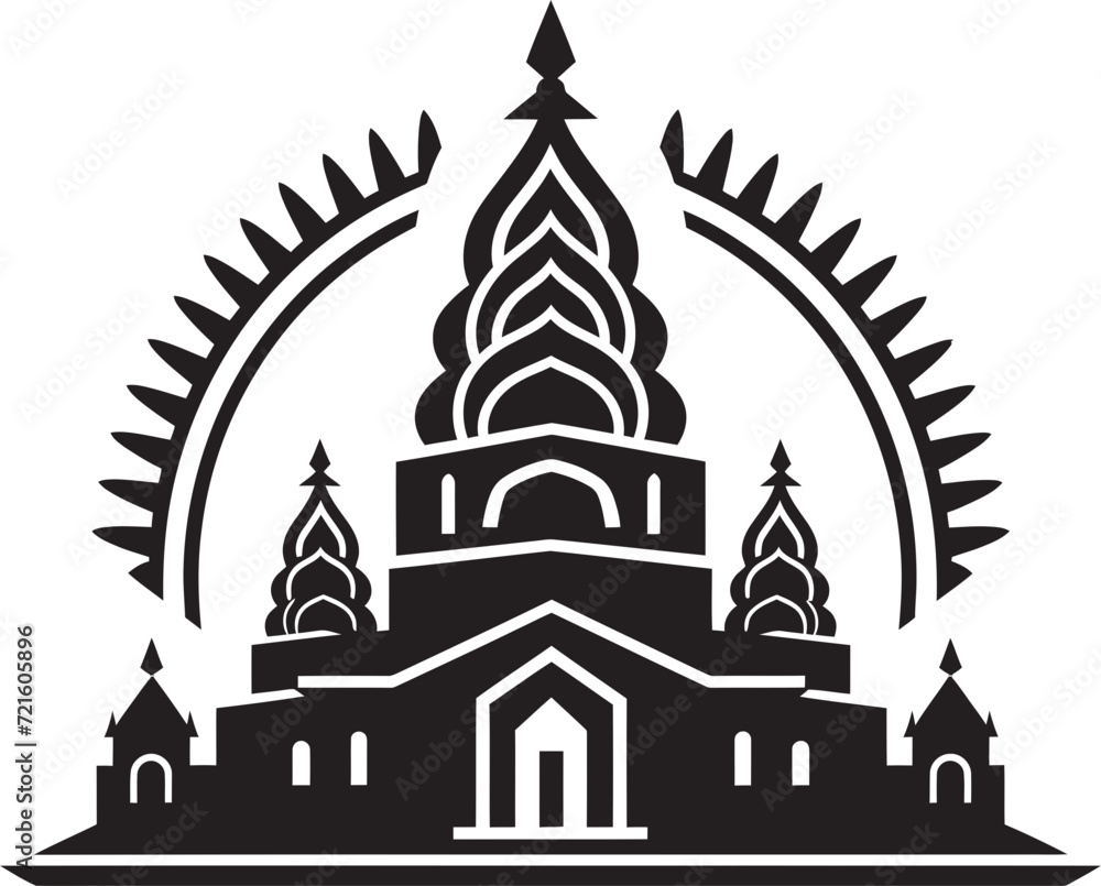 Ornamental Temple Architecture in VectorIntricate Indian Temple Outline Art