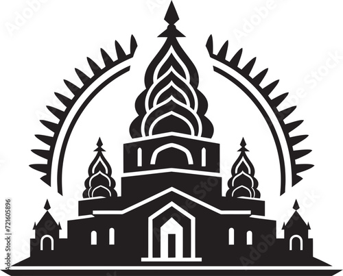 Ornamental Temple Architecture in VectorIntricate Indian Temple Outline Art