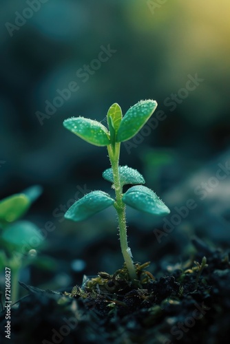 A small plant sprouting out of the ground. Can be used to represent growth, new beginnings, or nature.