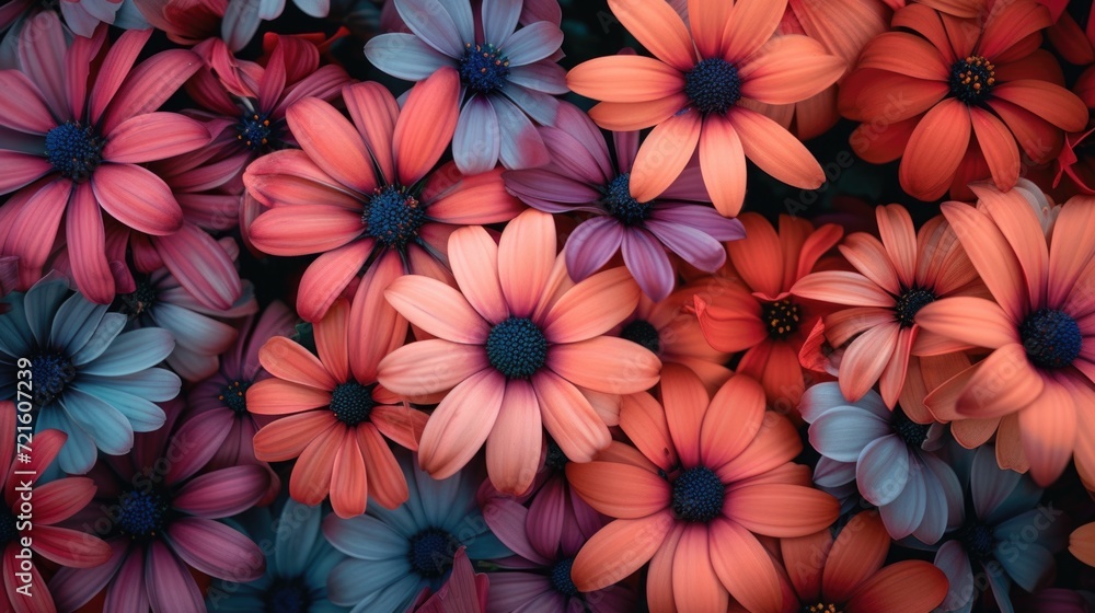 A close up view of a bunch of colorful flowers. Perfect for adding a pop of color to any project A close up view of a bunch of colorful flowers. Perfect for adding a pop of color to any project