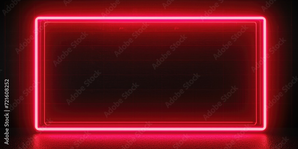 A red neon frame is illuminated in a dark room. This image can be used to add a vibrant and modern touch to any project A red neon frame is illuminated in a dark room. This image can be used to add a vibrant and modern touch to any project