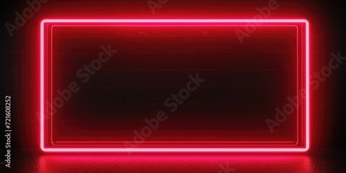 A red neon frame is illuminated in a dark room. This image can be used to add a vibrant and modern touch to any project