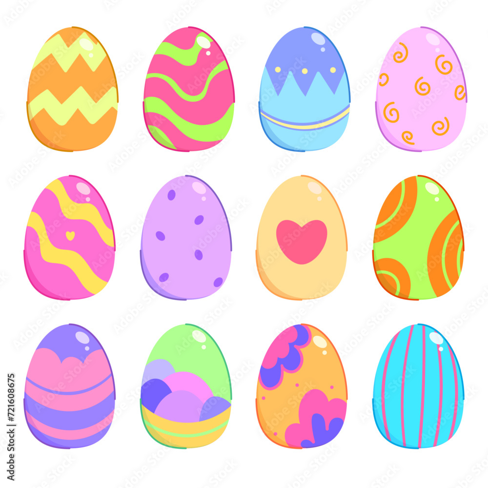 vector color icon set with many different easter eggs