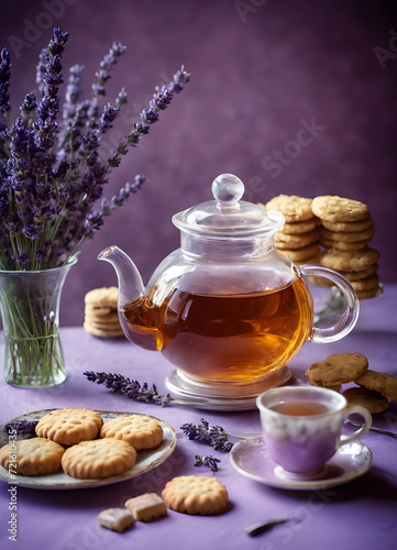 lavender tea with cookies