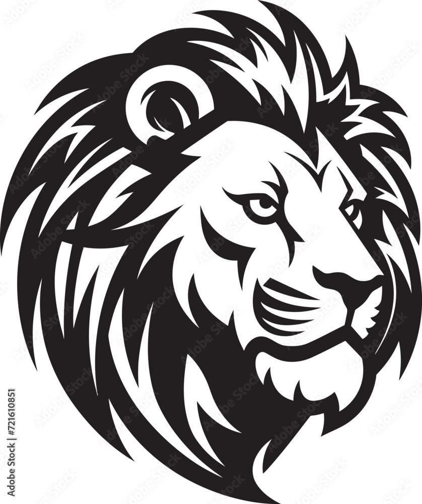 Roaring Lion Vector IllustrationBlack Ink Lion Head Design