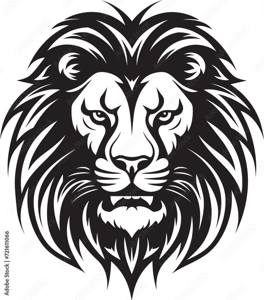 Lion Head Vector ArtworkBlack and White Lion Design