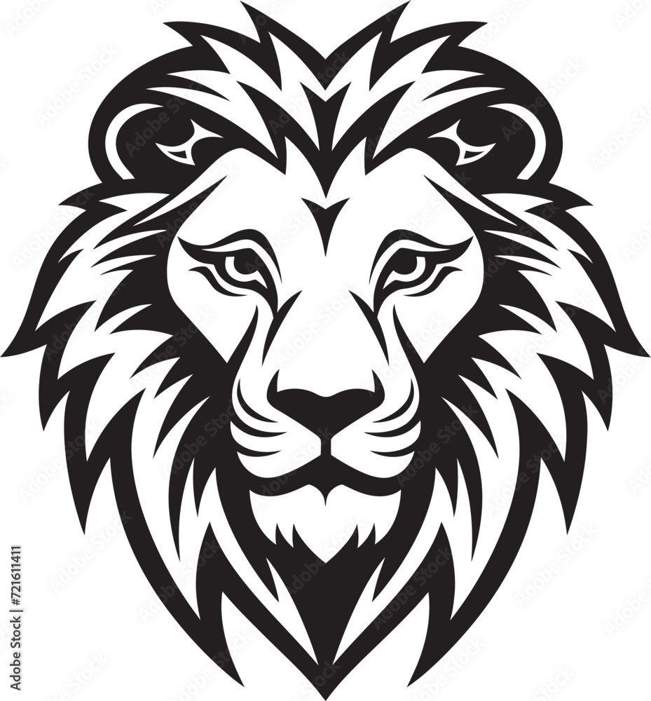 Black and White Lion PortraitVector Roaring Lion Graphic