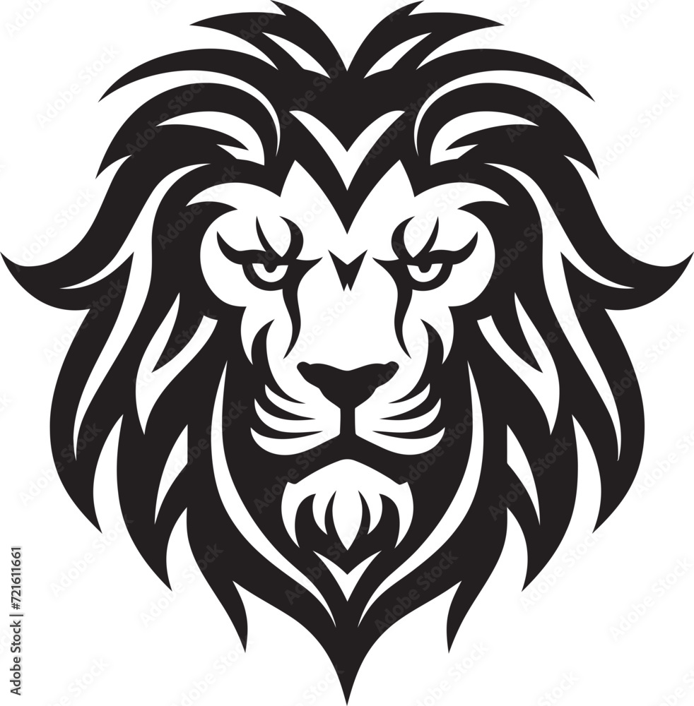 Roaring Lion Head Black IllustrationIntricate Lion Vector Graphic Design