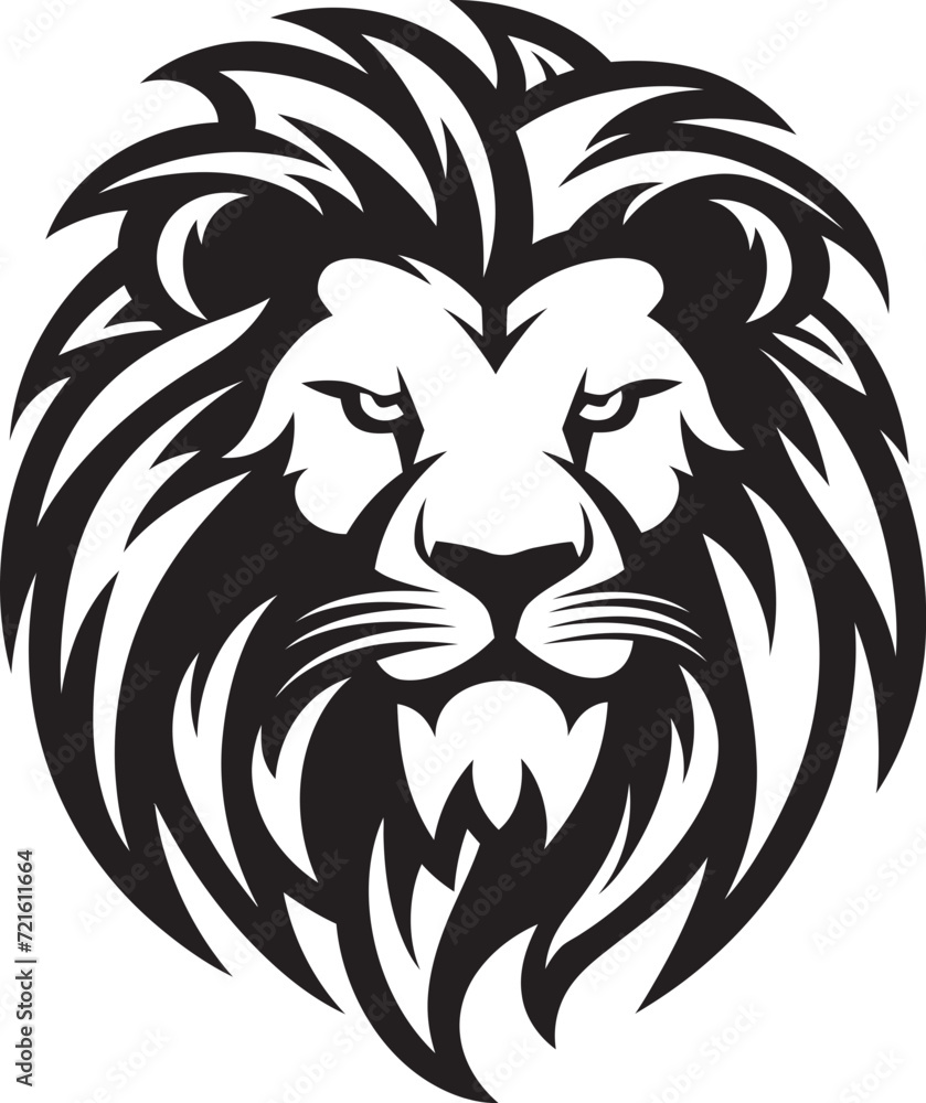 Vectorized Lion Mane Black StyleBold Lion Face Vector Illustration