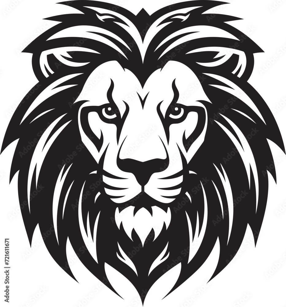 Bold Lion Face Vector IllustrationContemporary Lion King Black Design