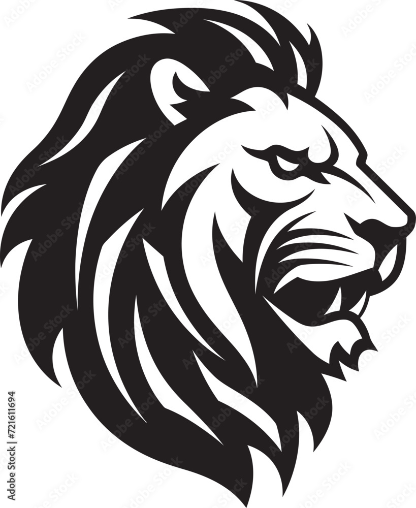Vectorized Lion Profile Black StyleBold Lion Mane Vector Illustration