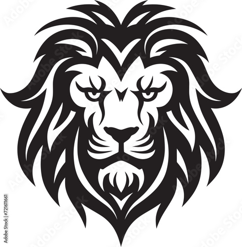 Roaring Lion Head Black IllustrationIntricate Lion Vector Graphic Design