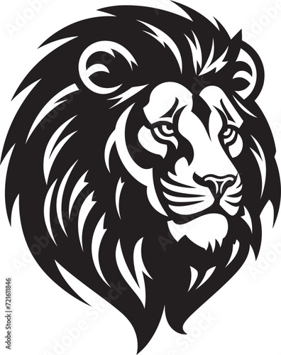 Lion Head Vector IllustrationBlack Inked Lion Vector Art