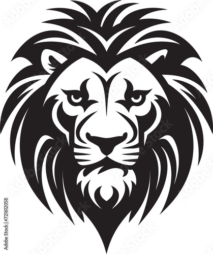Black Ink Lion Vector PortraitVector Lion Roaring Illustration