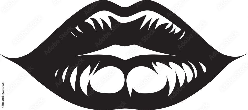 Dark Delight Black Lips Vector ArtGraphite Glamour Vector Lips in Black