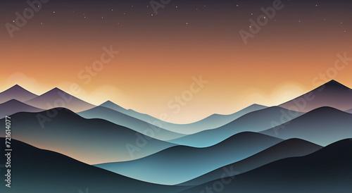 Midnight Peaks: A Majestic Nighttime Landscape with Mountains