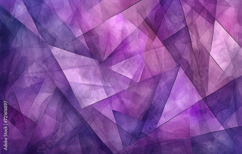 Abstract Geometric Watercolor Triangles in Purple Tones 