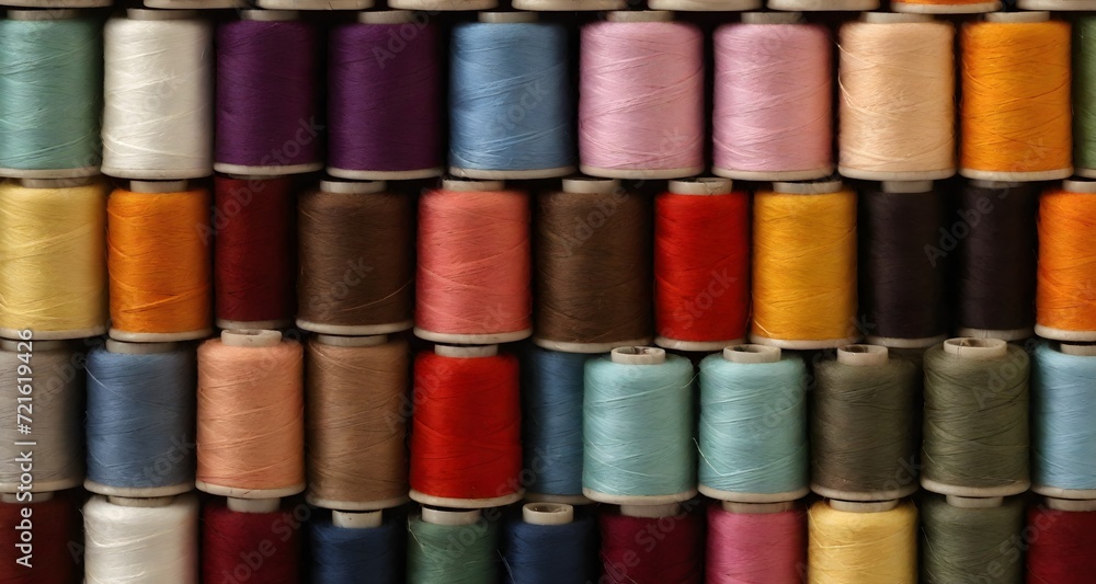 Solid background from a skein of thread. Sewing threads stand on top of each other, multi-colored yarn background. Solid background from a skein of thread. Sewing threads stand on top of each other, multi-colored yarn background.