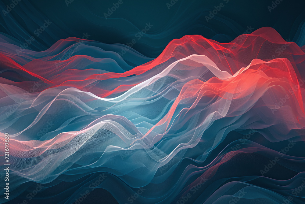 Dynamic Red and Blue Smoke Wave Pattern
 - obrazy, fototapety, plakaty 