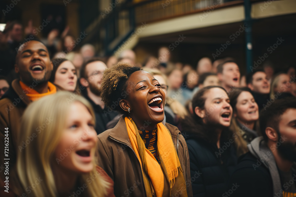 Harmonious Melodies: Joyful diverse group of individuals come together, singing and laughing passionately, forming a beautiful symphony of unity and joy. Harmonious Melodies: Joyful diverse group of individuals come together, singing and laughing passionately, forming a beautiful symphony of unity and joy.