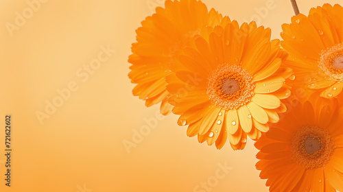 orange background with macro blossoms of orange marigold flowers photo