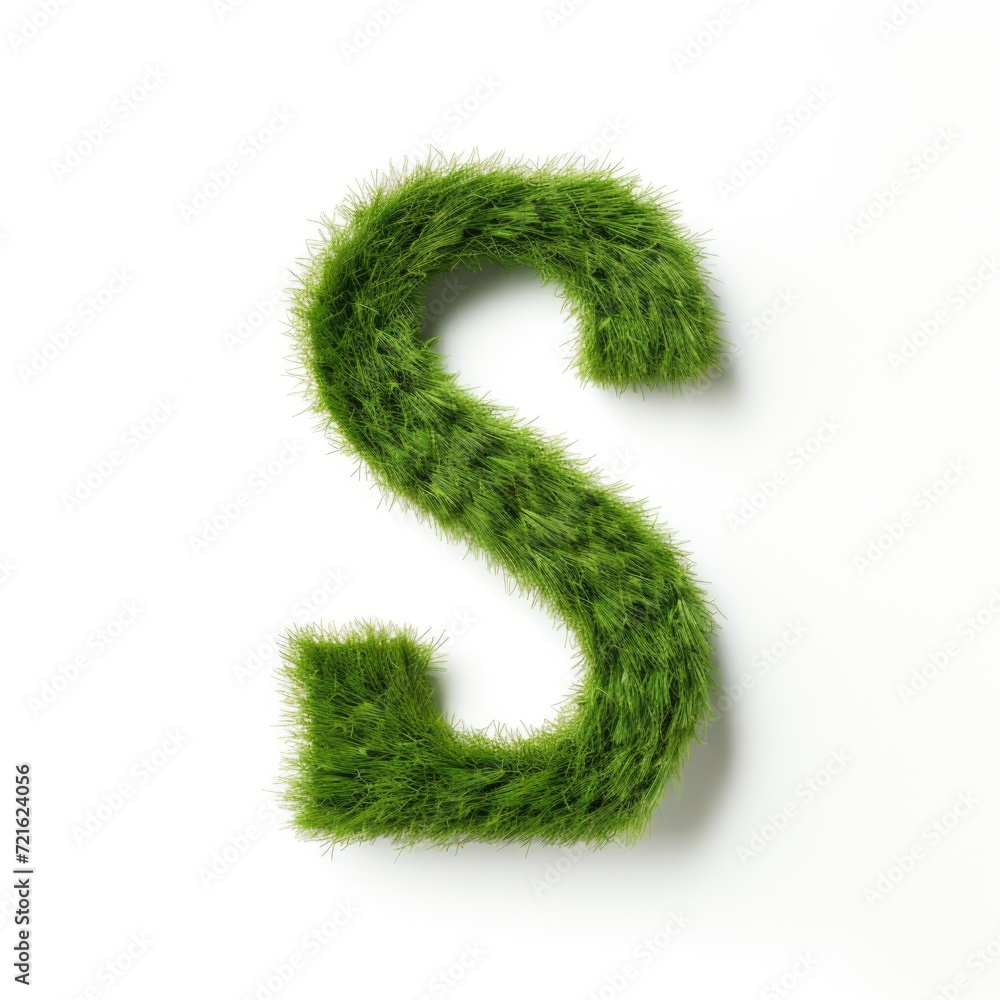 Grass letter S on a white background Grass letter S on a white background