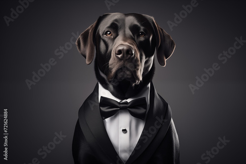 Labrador Retriever in Tuxedo Portrait © LAJT