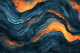 A stunning abstract design with flowing waves of blue and orange, reminiscent of marble or natural geological patterns.
