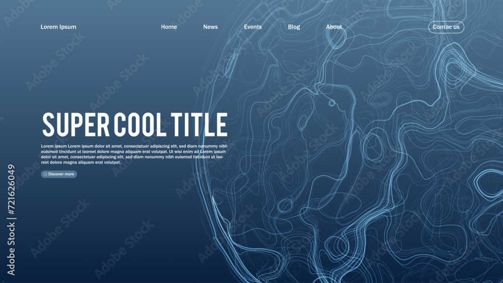 Naklejka premium Landing page abstract design with sphere element. Template for website or app.