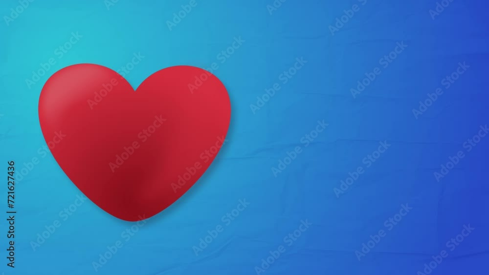 big heart moving from bottom to center animation on blue textured background big heart moving from bottom to center animation on blue textured background