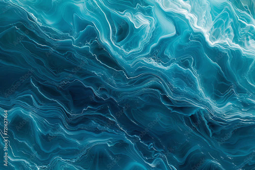 Aquatic Serenity: Turquoise Marbled Wave Texture