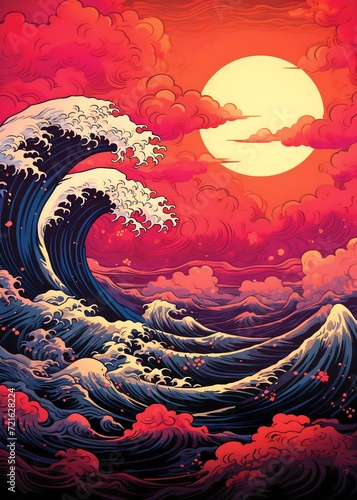 Golden Horizons: Sunset Sea Wave Serenity