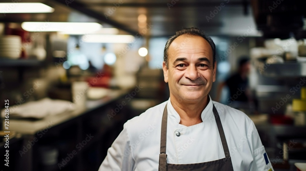 Fototapeta premium Male Chef in an Open Kitchen