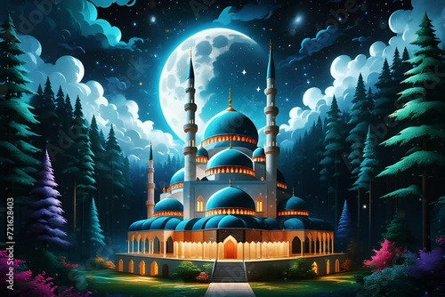 Aesthetic mosque in the night