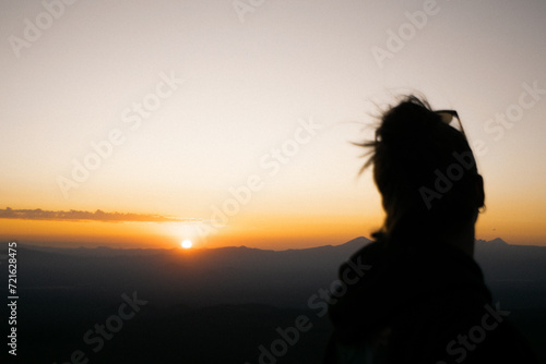 Girl Silhouette Mountain Sunset
