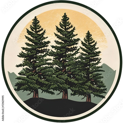 Minimalist Logo: Three Pine Trees on Light Background
