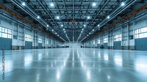 floor with self-levelling white epoxy resin in industrial warehouse