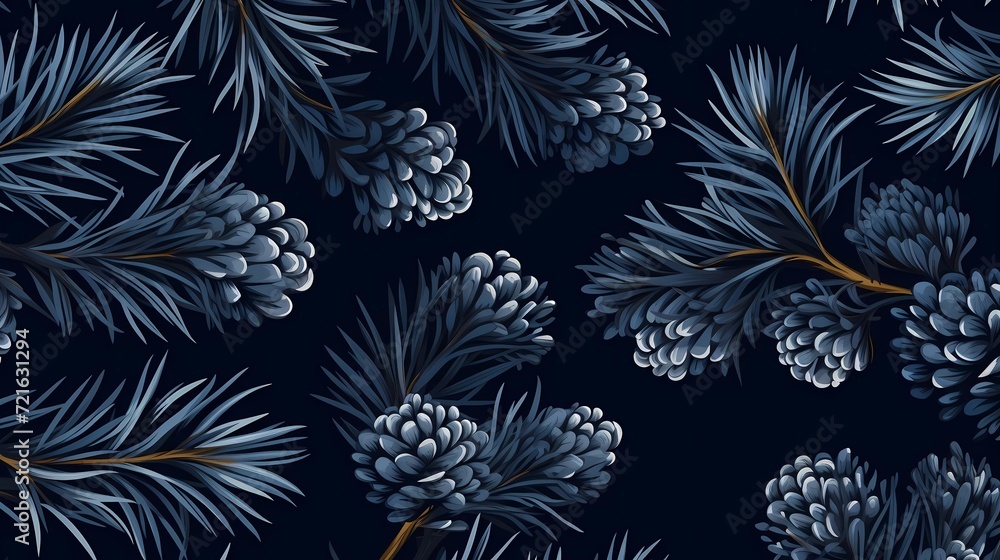Naklejka premium seamless background with coniferous branches pattern, coniferous, fir, 