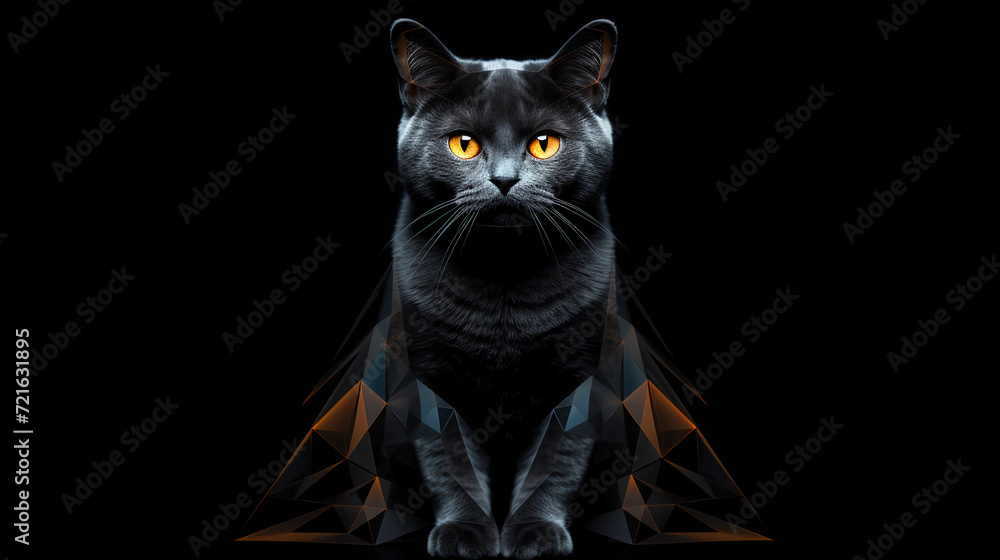 Cat Animal Plexus Neon Black Background Digital Desktop Wallpaper HD 4k ...