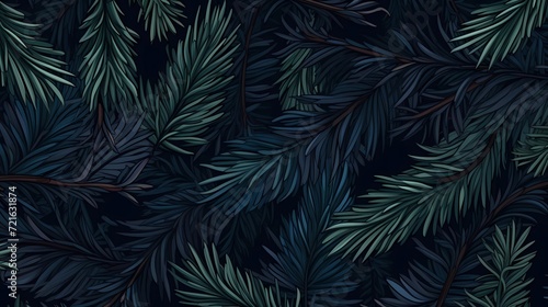 seamless background with coniferous branches pattern, coniferous, fir,  © Nikita44
