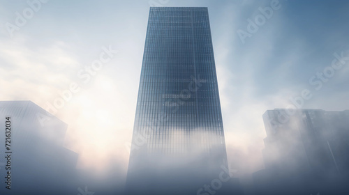 Business Building Skyscraper Frog Perspective B2B Office Corporate Fog Grim