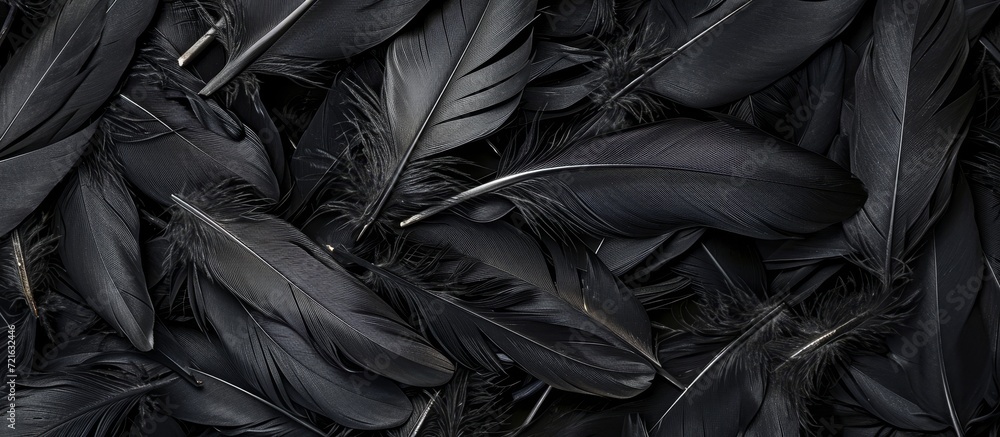 Black Feathers Create an Interesting Pattern Background with Black Feathers in an Interesting Pattern Background