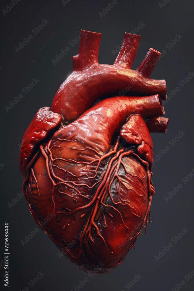 Realistic 3D Heart Model with Valves and Arteries, Generative AI