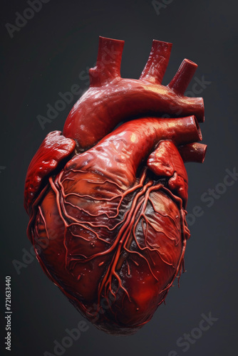 Obraz na płótnie Realistic 3D Heart Model with Valves and Arteries, Generative AI w salonie
