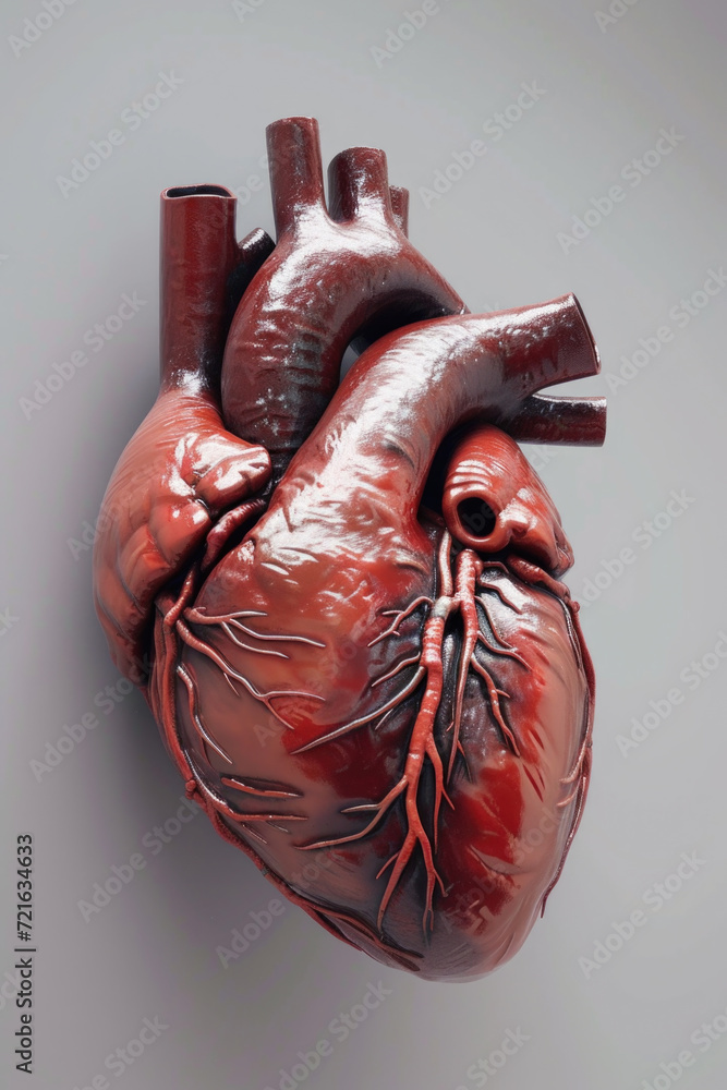 Realistic 3D Heart Model with Valves and Arteries, Generative AI