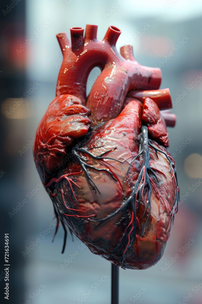 Realistic 3D Heart Model with Valves and Arteries, Generative AI